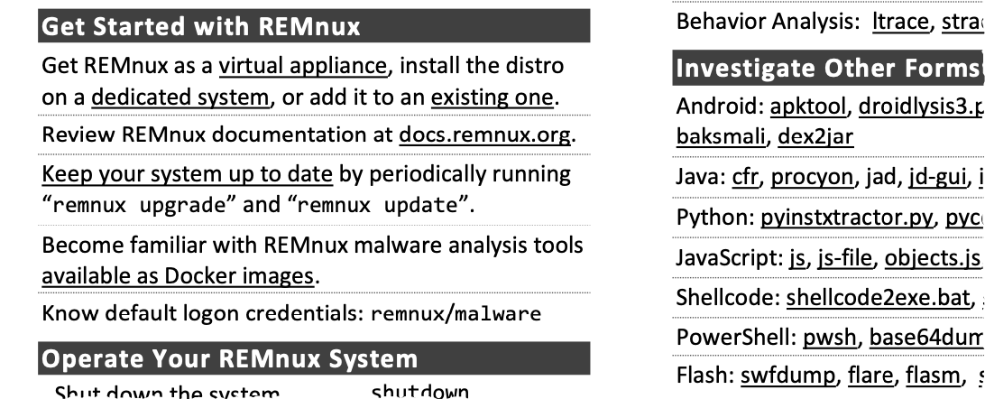 Security cheat sheets